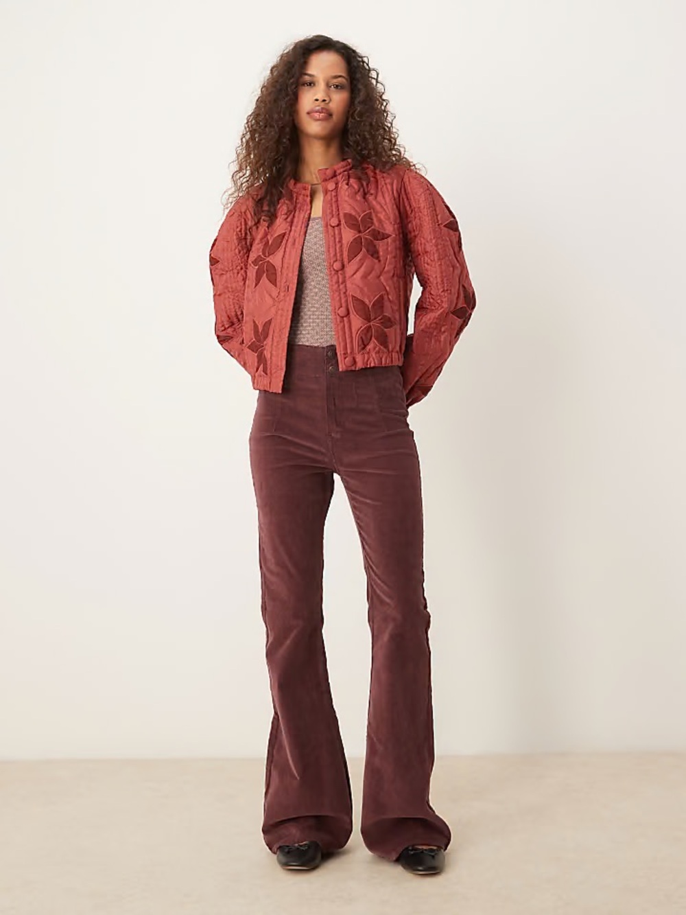 NWT We The Free, The Jayde High-Rise Corduroy Flare in Brown, Size 26